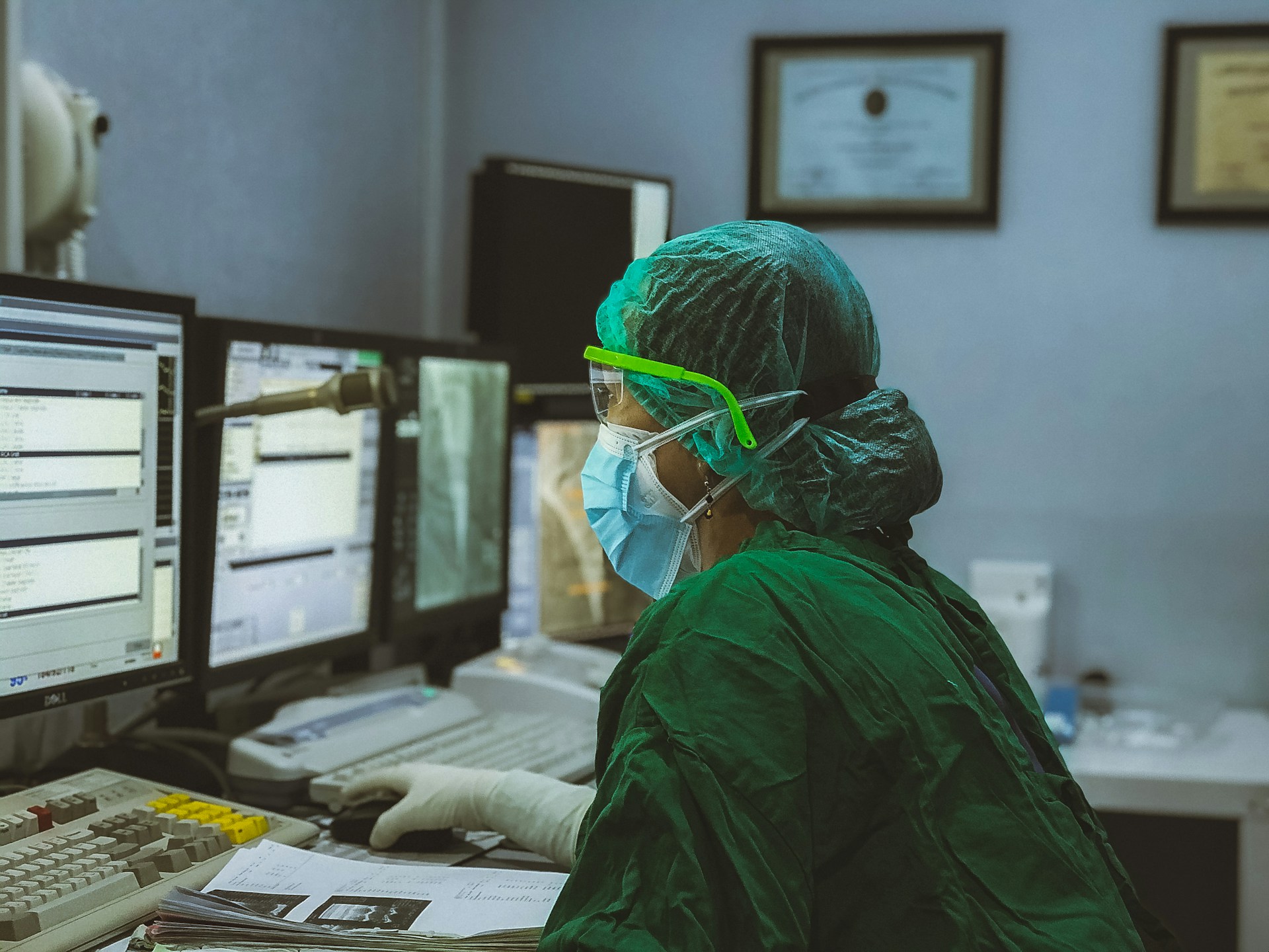 healthcare professional works on a secured system